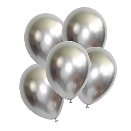 Products Metallic HD Toy Balloons Brthday / Anniversary Balloons Silver (Pack of 20) (Size - 9 inches), 3 image