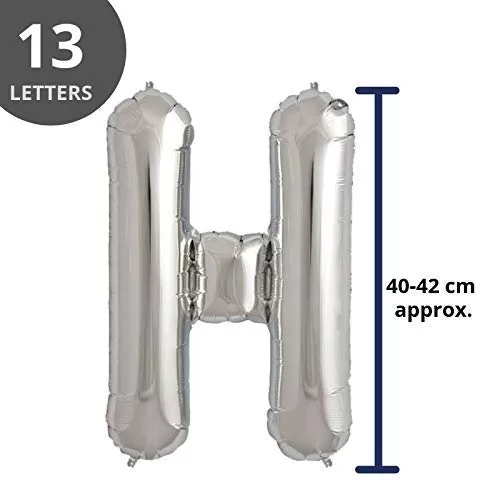 Products Happy Brthday Letter Foil Balloon Set of 13 Letters (Silver) + HD Metallic Finish Balloons (Pink White) Pack of 50, 5 image