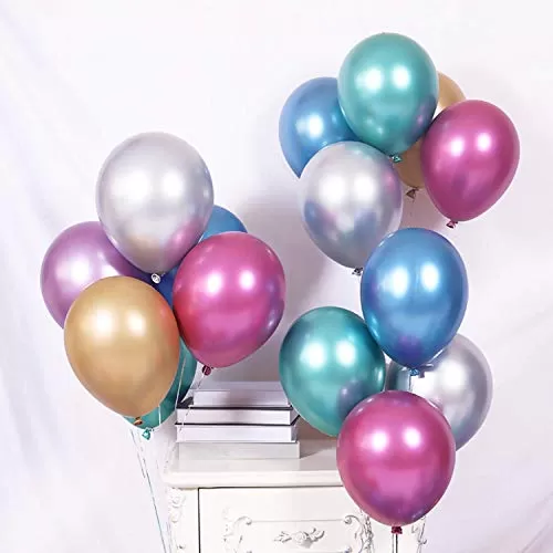 Products Original Chrome Shiny Latex Balloons for Brthday / Anniversary and Any Other Party Decoration (Multicolour) - Pack of 20, 2 image