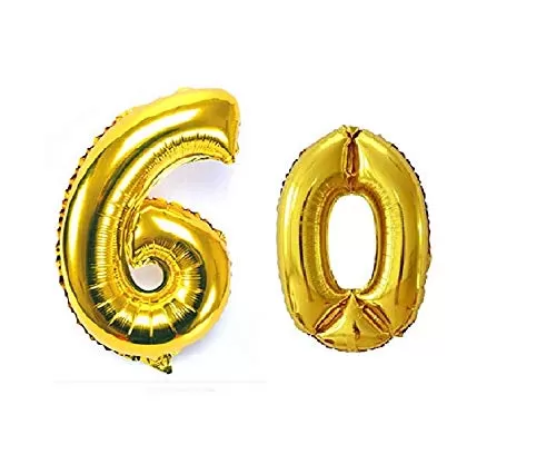 Products Happy Brthday 60th Year Party Balloons Decorations Set(60 Gold Number Foil Balloon+50 Gold & Black Latex Balloon+1 Black Happy Brthday Banner+ 4 Gold Star Foil Balloons), 6 image