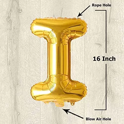 Products Golden Foil Toy Balloon 16" Inch Letter Alphabets (Golden-I Shape), 2 image