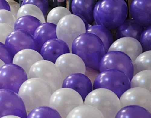 Products HD Metallic Finish Balloons for Brthday / Anniversary Party Decoration ( White Purple Silver ) Pack of 150, 3 image