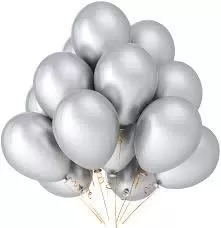 Products Metallic HD Toy Balloons Brthday / Anniversary Balloons Silver (Pack of 20) (Size - 9 inches), 4 image