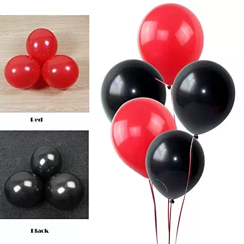 Products 10 Inch Metallic Hd Shiny Toy Balloons - Red Black for Decoration and Party (20 Pcs), 2 image
