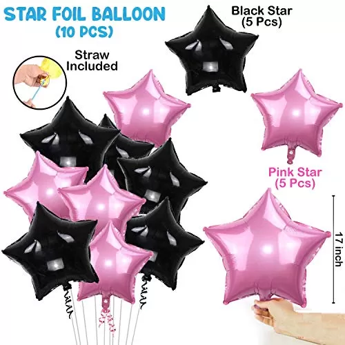Products Star Foil Balloons (Black Pink - 10 Pcs) (Size - 18 inches), 2 image