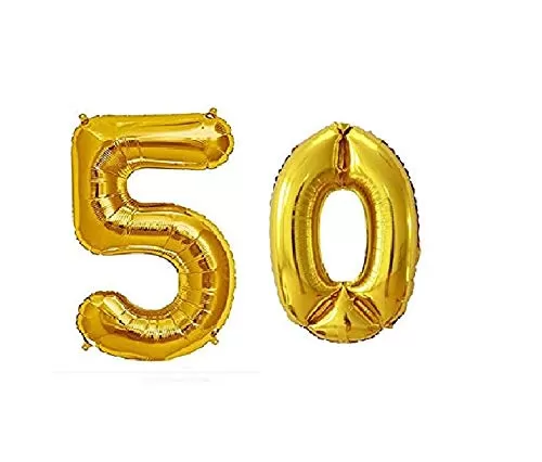 Products Happy Brthday 50th Year Party Balloons Decorations Set(50 Gold Number Foil Balloon+50 Gold & Black Latex Balloon+1 Black Happy Brthday Banner+ 4 Gold Star Foil Balloons), 6 image