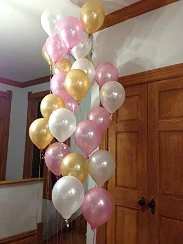 Products Happy Brthday Letter Foil Balloon Set of 13 Letters (Silver) + HD Metallic Finish Balloons (Golden White Pink) Pack of 50, 4 image