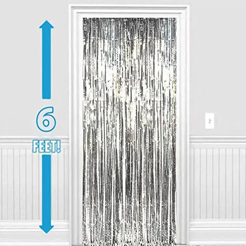 Products Happy Brthday Foil Balloon (Golden) + 2 Pieces Silver Fringe Curtain (3 * 6 Feet) + Pack of 250 Pieces Metallic Balloons (Golden Silver Black), 5 image