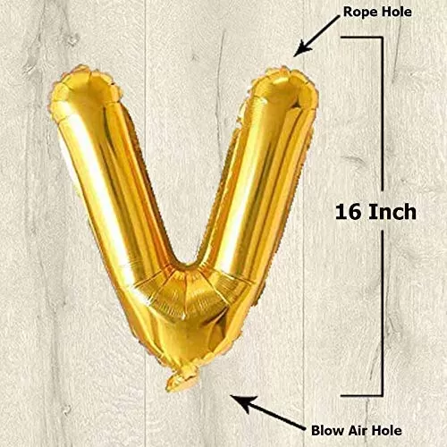 Products Golden Foil Toy Balloon 16" Inch Letter Alphabets (Golden-V Shape), 2 image