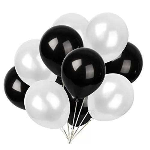 Products HD Metallic Finish Balloons for Brthday / Anniversary Party Decoration ( Black White Silver ) Pack of 50, 5 image