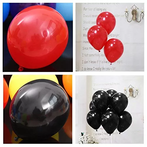 Products 10 Inch Metallic Hd Shiny Toy Balloons - Red Black for Decoration and Party (20 Pcs), 3 image