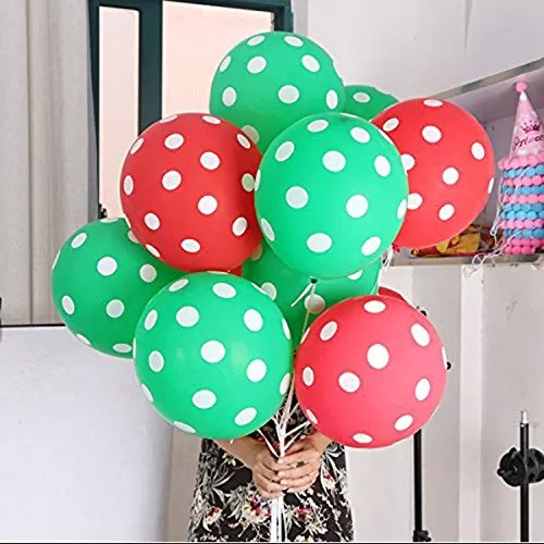 Products Polka Dot Finish Balloons (Green Red) Pack of 20, 2 image
