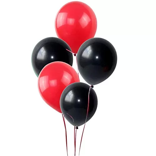 Products 10 Inch Metallic Hd Shiny Toy Balloons - Red Black for Decoration and Party (20 Pcs), 5 image
