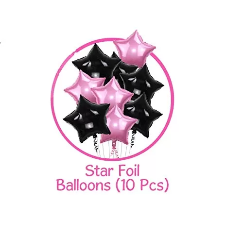 Products Star Foil Balloons (Black Pink - 10 Pcs) (Size - 18 inches), 3 image