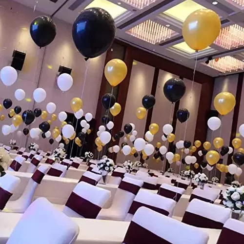 Products Metallic HD Toy Balloons Brthday / Anniversary Balloons Golden Black White (Pack of 30) (Size - 9 inches), 4 image
