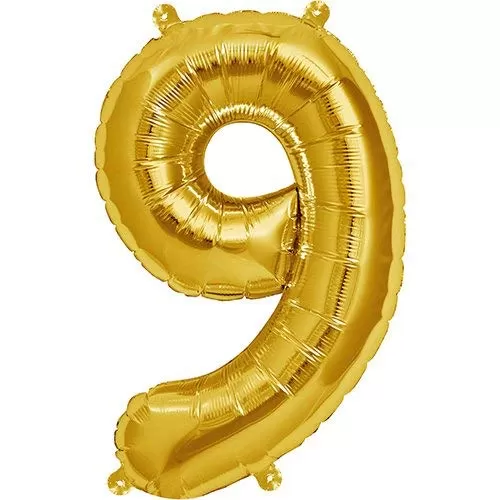 Products Happy Brthday 9th Year Party Balloons Decorations Set(9 Gold Number Foil Balloon+50 Gold & Black Latex Balloon+1 Black Happy Brthday Banner+ 4 Gold Star Foil Balloons), 6 image