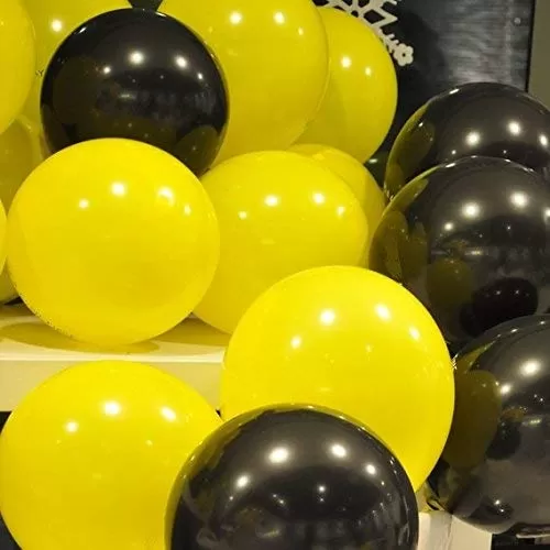 Products Metallic HD Toy Balloons Brthday / Anniversary Balloons Yellow Black (Pack of 25) (Size - 9 inches), 3 image