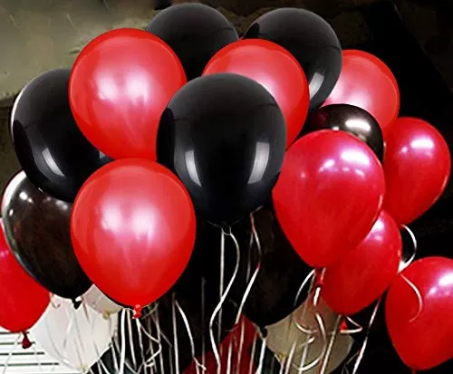 Products Metallic HD Toy Balloons Brthday / Anniversary Balloons Red Black (Pack of 30) (Size - 9 inches), 4 image