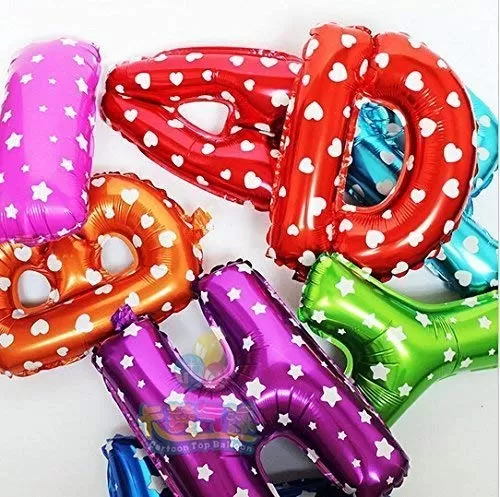 Products Happy Brthday Letter Foil Balloon Set of 13 Letters (Multi Color) + HD Metallic Finish Balloons (Purple) Pack of 150, 6 image