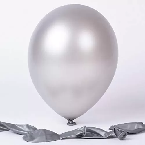 Products Metallic HD Toy Balloons Brthday / Anniversary Balloons Silver (Pack of 30) (Size - 9 inches), 2 image