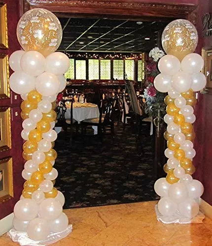 Products 10 Inch Metallic Hd Shiny Toy Balloons - Gold White for Decoration and Party (20 Pcs), 5 image