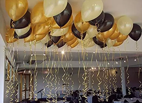 Products Happy Brthday Letter Foil Balloon Set of 13 Letters (Silver) + HD Metallic Finish Balloons (Golden Black White) Pack of 50, 3 image