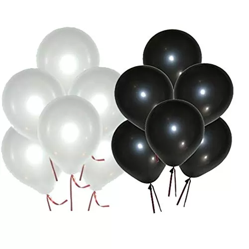 Products Metallic HD Toy Balloons Brthday / Anniversary Balloons White Black (Pack of 25) (Size - 9 inches), 2 image