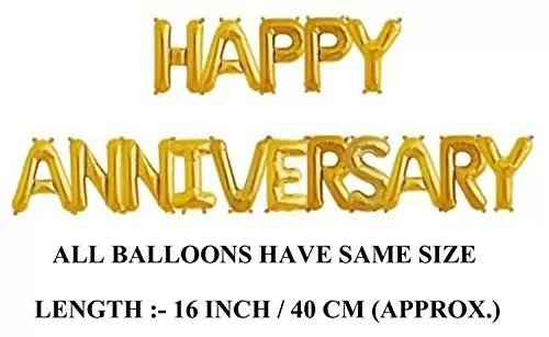 Products Happy Anniversary Golden Foil Banner with Balloons and Foil Star for Anniversary Decoration Item Combo, 3 image