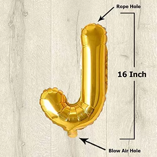 Products Golden Foil Toy Balloon 16" Inch Letter Alphabets (Golden-J Shape), 2 image