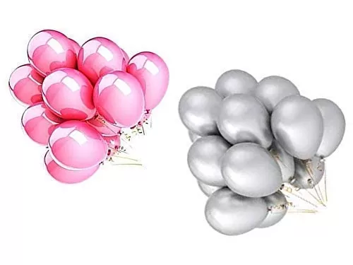 Products HD Metallic Finish Balloons for Brthday / Anniversary Party Decoration ( Pink Silver ) Pack of 30, 3 image