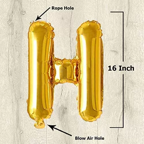 Products Golden Foil Toy Balloon 16" Inch Letter Alphabets (Golden-H Shape), 2 image