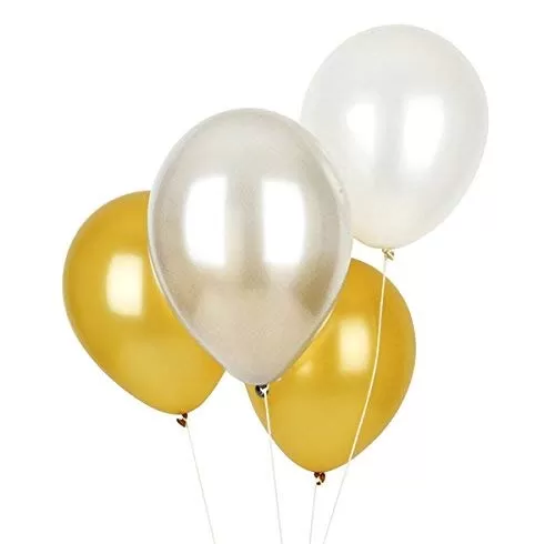 Products Metallic HD Toy Balloons Brthday / Anniversary Balloons Golden Silver Black (Pack of 30) (Size - 9 inches), 3 image
