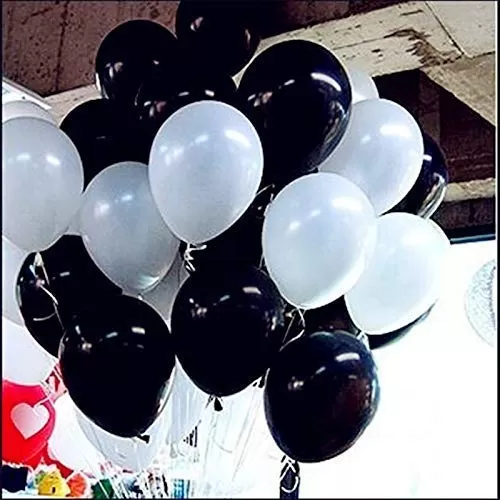 Products Metallic HD Toy Balloons Brthday / Anniversary Balloons White Black (Pack of 20) (Size - 9 inches), 4 image