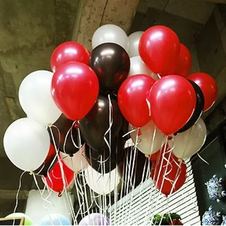 Products Metallic HD Toy Balloons Brthday / Anniversary Balloons Red White Black (Pack of 25) (Size - 9 inches), 3 image