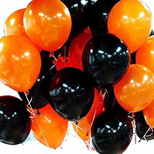 Products Metallic HD Toy Balloons Brthday / Anniversary Balloons Black Orange (Pack of 25) (Size - 9 inches), 2 image