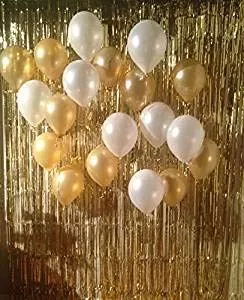 Products 10 Inch Metallic Hd Shiny Toy Balloons - Gold White for Decoration and Party (20 Pcs), 4 image