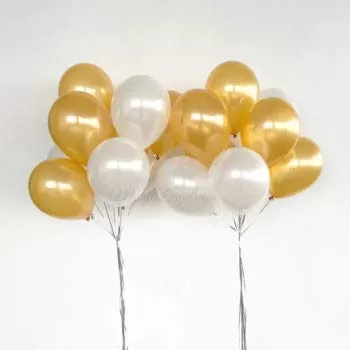 Products 10 Inch Metallic Hd Shiny Toy Balloons - Gold White for Decoration and Party (20 Pcs), 2 image