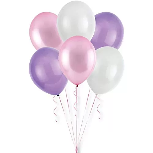 Products HD Metallic Finish Balloons for Brthday / Anniversary Party Decoration ( White Purple Pink ) Pack of 100, 2 image