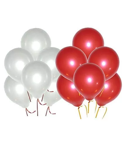Products HD Metallic Finish Balloons for Brthday / Anniversary Party Decoration ( Red Silver White ) Pack of 30, 3 image