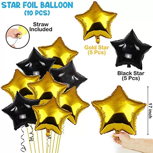 Products Star Foil Balloons (Golden Black - 10 Pcs) (Size - 18 inches), 2 image