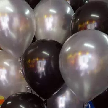 Products HD Metallic Finish Balloons for Brthday / Anniversary Party Decoration ( Silver Black ) Pack of 150, 2 image