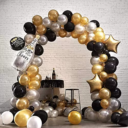 Products Metallic HD Toy Balloons Brthday / Anniversary Balloons Golden Black (Pack of 25) (Size - 9 inches), 3 image