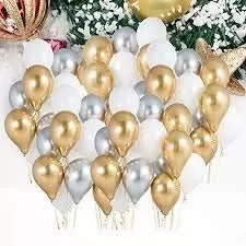 Products Golden Silver Metallic Chrome Balloons for Brthdays Anniversaries Weddings Functions and Party Occassions (Pack of 20 ), 2 image