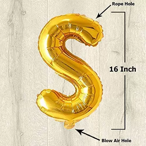 Products Golden Foil Toy Balloon 16" Inch Letter Alphabets (Golden-S Shape), 2 image