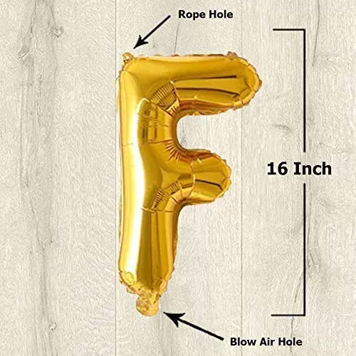 Products Golden Foil Toy Balloon 16" Inch Letter Alphabets (Golden-F Shape), 2 image