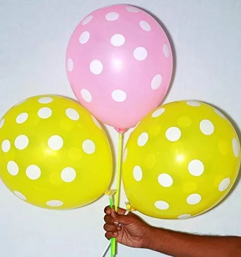 Products Polka Dot Finish Balloons for Brthday / Anniversary / Wedding Party Decoration (Yellow Light Pink) Pack of 150, 2 image