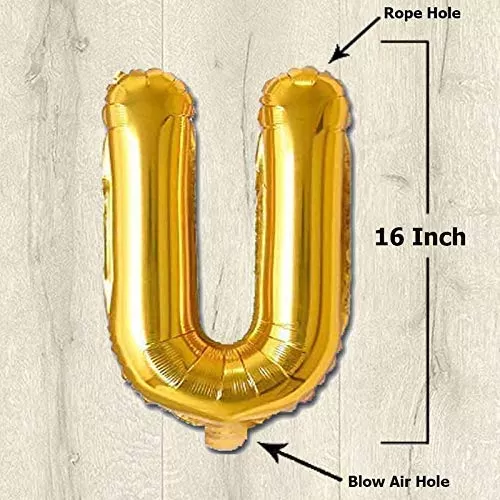 Products Golden Foil Toy Balloon 16" Inch Letter Alphabets (Golden-U Shape), 2 image
