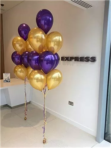 Products 10 Inch Metallic Hd Shiny Toy Balloons - Purple Gold for Decoration and Party (20 Pcs), 3 image