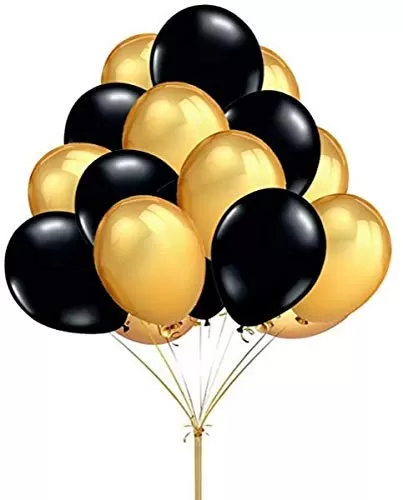 Products Balloons Bouquet for Brthday/Anniversary/Bachelorette Party Decoration (2 Star & 1 hert Foil Balloons + 4 Pcs Black and 3 Pcs Golden Balloons) - Pack of 10, 3 image