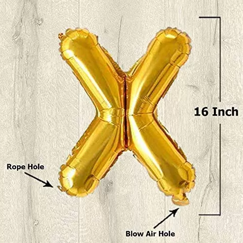 Products Golden Foil Toy Balloon 16" Inch Letter Alphabets (Golden-X Shape), 2 image